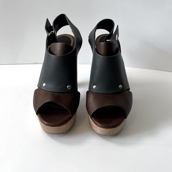 Marni Colorblock Leather Slingback Wood Platform Sandals, size: EU 40 US10 - Picture 2 of 12